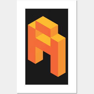 Isometric orange letter A Posters and Art